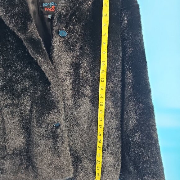 Pacific Rose Black Faux Fur Party Jacket – Size S - Channel old Hollywood Glam - Picture 8 of 13